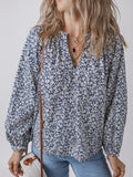 Women's Dusty Blue Floral Print Cotton Blouse Long Sleeve Dusty Blue 447f368f-eecd-488b-894c-4a94a8af0d1f-Max Trendsi