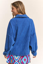 Denim Shacket US J.NNA Snap Down Long Sleeve Blue Jean Outwear 44ad21e7-0041-49b8-b766-68af54f4054c-Max Trendsi