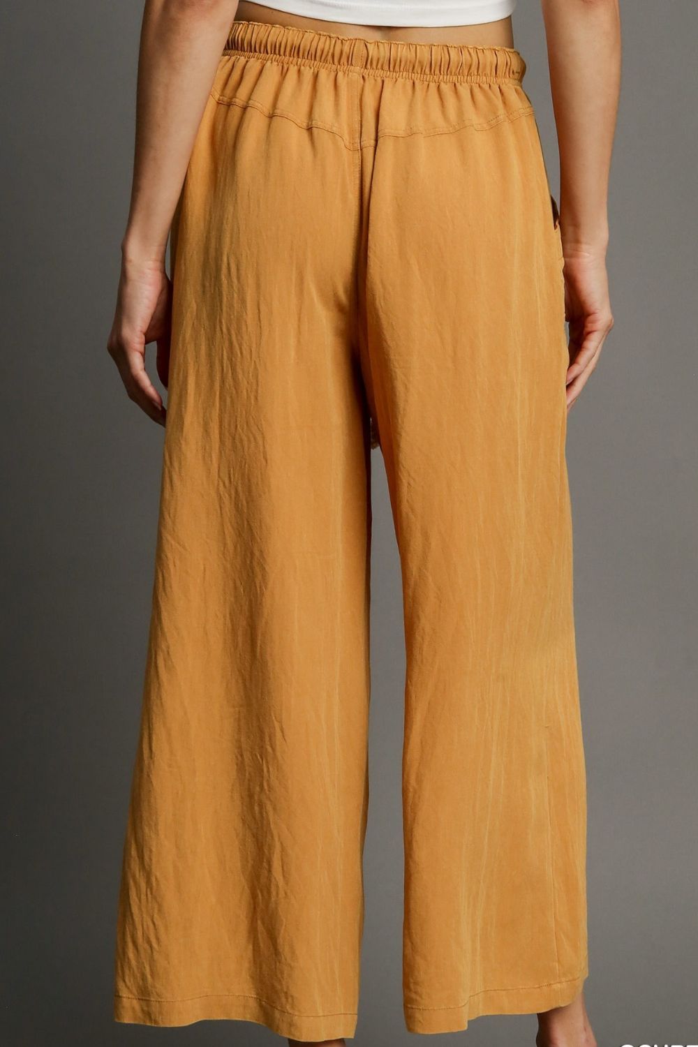 Umgee Wide Leg Pants Mustard Rope Drawstring High Waisted Pocketed 44d1f9b2-ce53-4342-8625-4fbf1f31ffbf-Max Trendsi