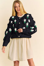 Davi & Dani USA Cardigan Black Floral Embroidery Button Down Sweater 44d64e9f-470a-4e3b-a45d-6a6a9588a1e8-Max Trendsi