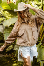 BiBi Fleece Pullover Womens Mocha Half Zip Vintage Washed Half Zip Top 44e73bb3c93c4ce390fdbdcf938edf61-Max-Origin Trendsi