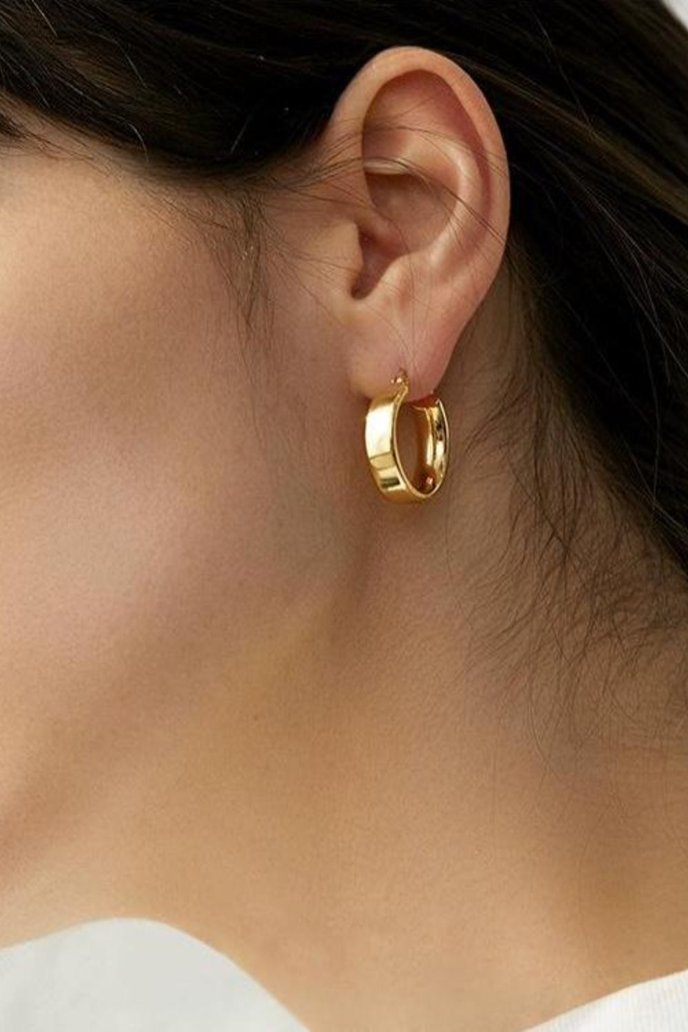 Hoop Huggie Earrings Gold-Plated Brass Round Women Golden Jewelry