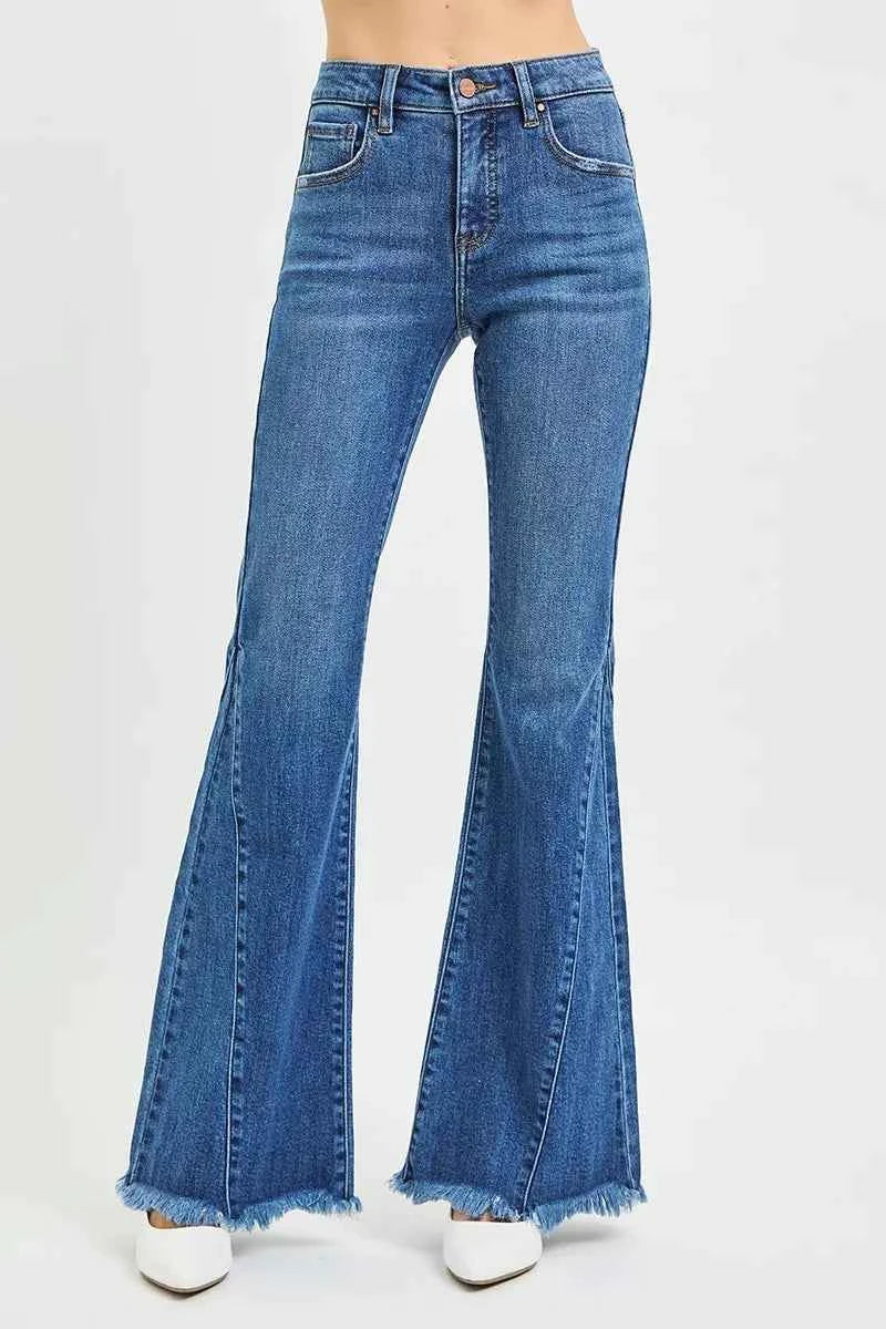 RISEN Mid Rise Flare Side Seam Detailing Jeans DARK 44fd76dc6e4f476a8fa7e143c8a5da85-Max-Origin Trendsi