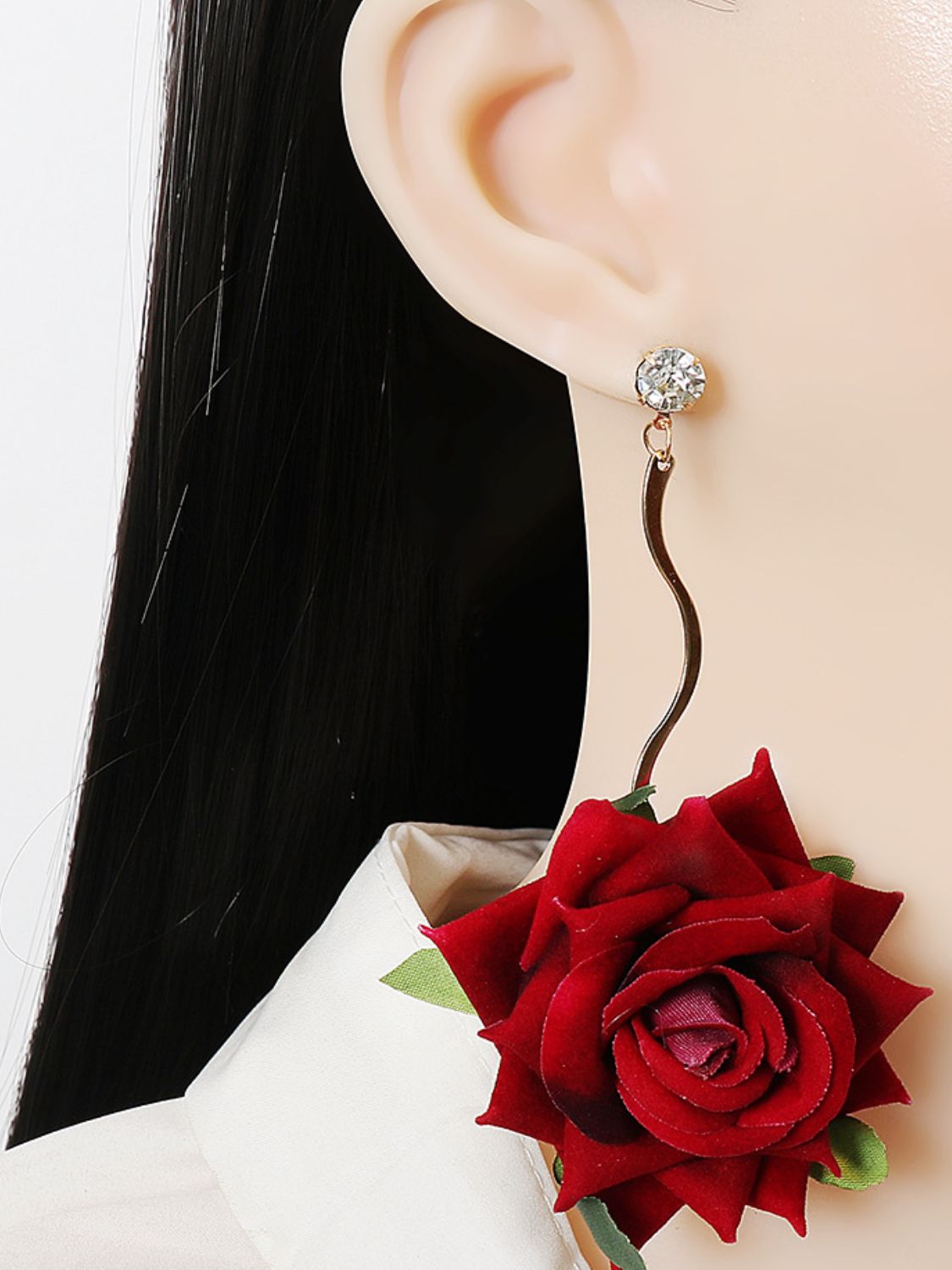 Rose Dangle Earrings Alloy Long Red Flower Women Fashion Jewelry 4507fe61-e5e9-4433-b114-4c12b8ce26ac-Max Trendsi