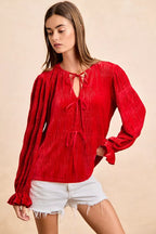 BiBi Christmas Theme Velvet Bow Tied Top With Neck Drop 4552cd88f6ef4c5083f9255b18cc25e4-Max-Origin Trendsi