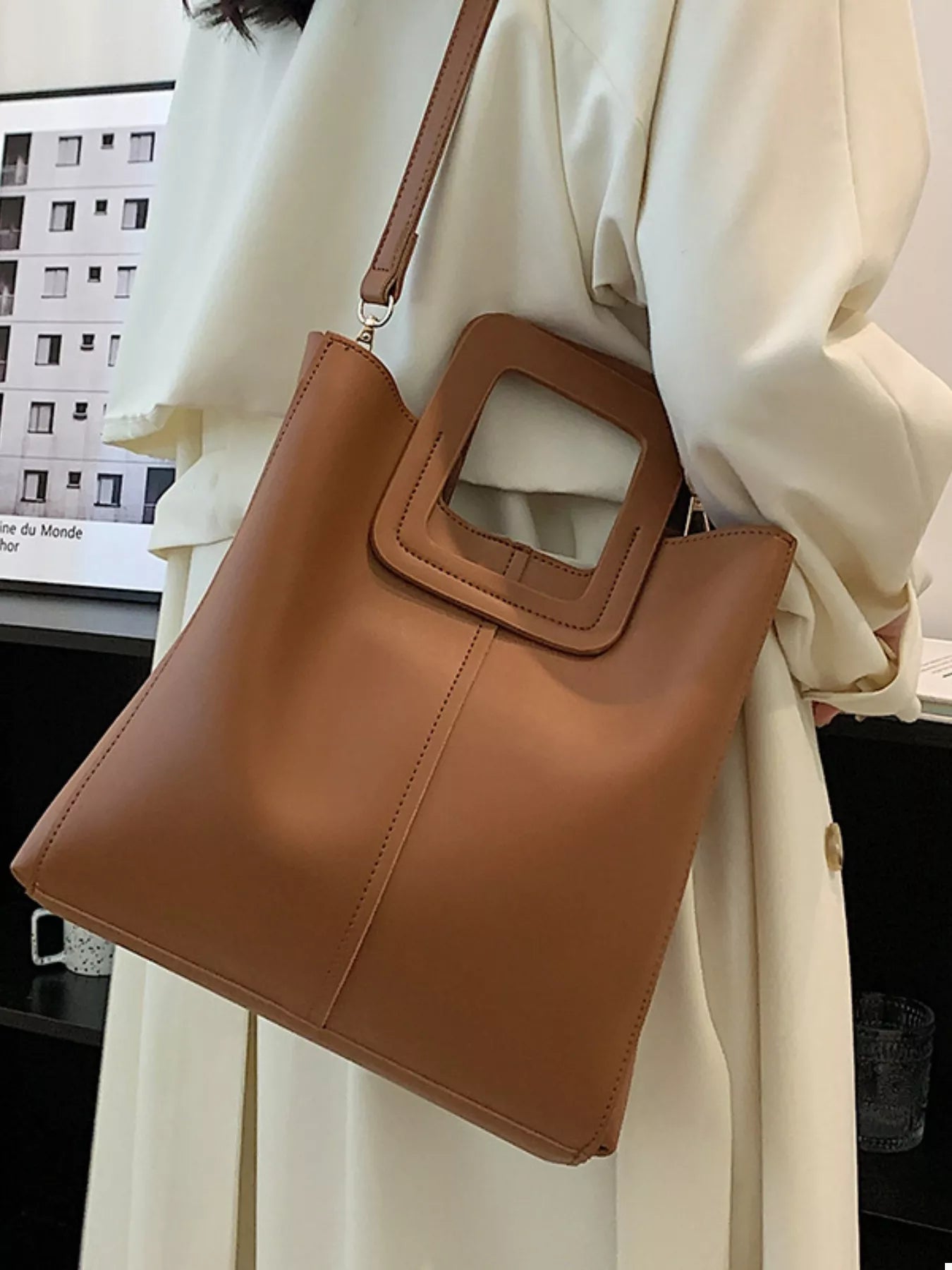 Women's Crossbody Bag Square Handle PU Leather Medium Handbag 455a1e13-8534-4704-8061-0ef7eb09fb15-Max-Origin Trendsi