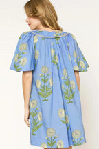 Umgee Mini Cotton Dress Light Blue Tropical Print Bell Short Sleeve 45633a5a-cbd3-459b-8c8d-8f12679e6e51-Max-Origin Trendsi