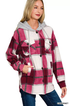 Zenana Plaid Drawstring Hooded Fleece Shacket 45816b9af6fa4f889981c5b8efb5bb11-Max-Origin Trendsi