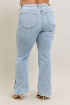 Judy Blue Jeans Tummy Control Light Wash Side Slit Slim Boot Denim Pants 45a81bd5-2f58-439c-b386-c10547f5da37-Max Trendsi