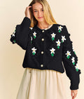 Davi & Dani USA Cardigan Black Floral Embroidery Button Down Sweater Black 45c35153-aeed-43ed-b56e-1063eb1cd2d3-Max Trendsi