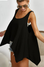 BiBi Tank Top Black High and Low Flare Oversized Asymmetrical Blouse BLACK 45ca2f85-9149-4132-bc54-22590787ff07-Max-Origin Trendsi