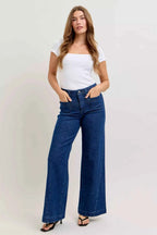 Judy Blue Wide Jeans High-Waisted Retro with Patch Pockets & Twisted Seams 45e20079-0801-413a-811a-3e3839614759-Max-Origin Trendsi