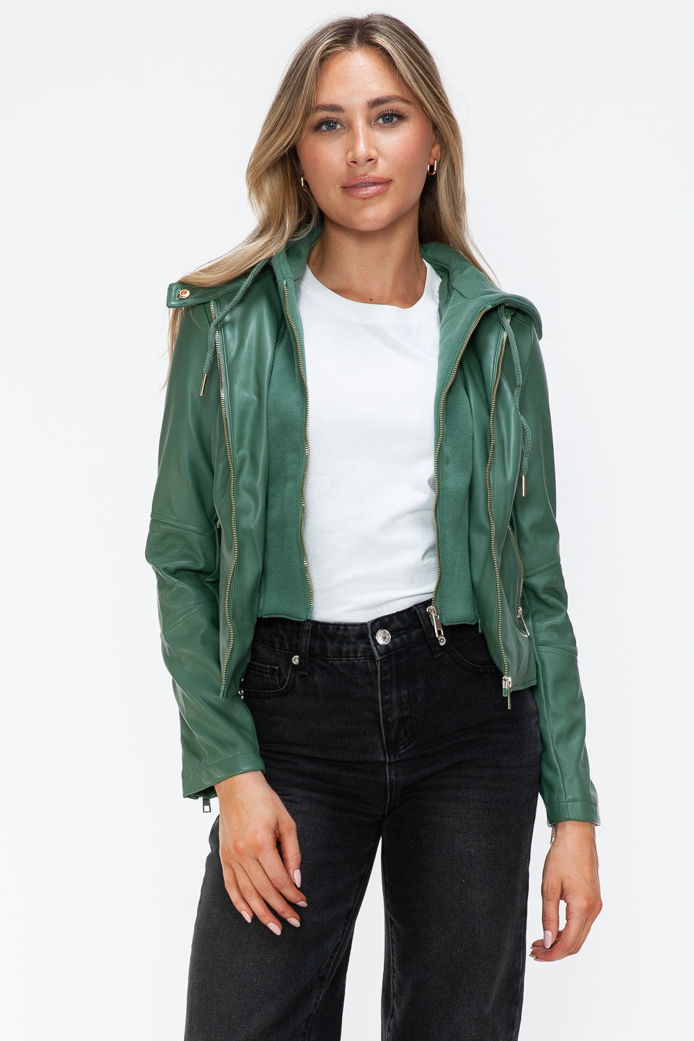 Snobbish Faux Leather Women Jacket Zip Hooded Pocketed Green Basic 45e8d89b-2b23-4aaa-9ced-5246dcae4bc6-Max_137d241d-2113-4e48-a46d-68032764433a Trendsi