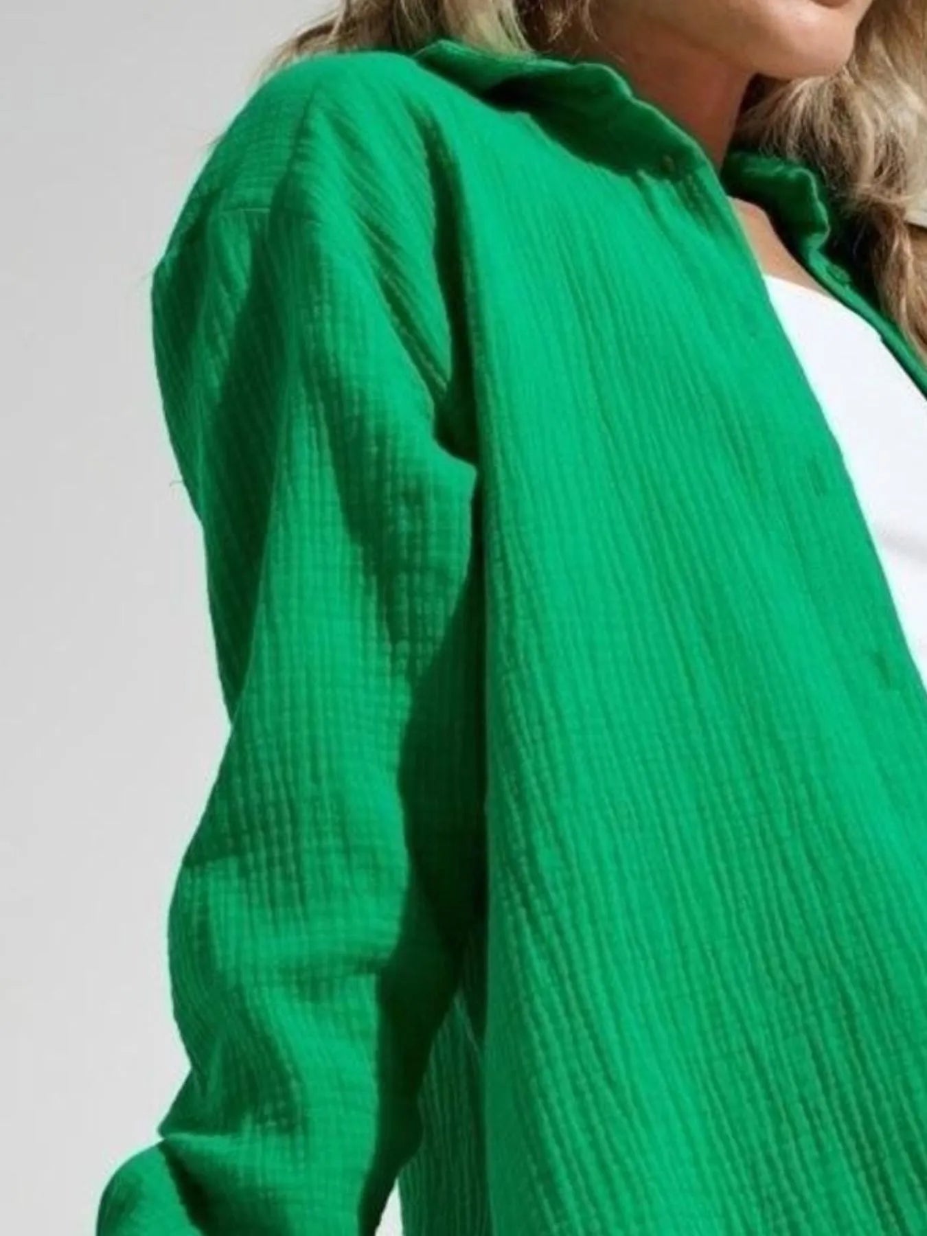 Women's Shirt Texture Oversized Button Up Long Sleeve Top 45f97f7a-d4aa-4006-bca1-8c9049be1129-Max-Origin Trendsi