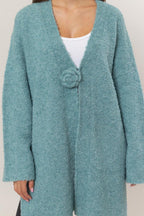 Sweater Cardigan US HYFVE Front Rosette Longline Slit Long Sleeve 45fb2472-34e7-4fca-8b83-ef28ded29116-Max Trendsi