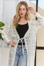 ADORA Cardigan Cotton Crochet Elastic Ivory Long Sleeves Tied 460c2551cdb141a39011af1ce46e224a-Max-Origin Trendsi