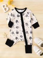 Children's Skeleton Hand-Print Zipper-Front One-Piece Bodysuit