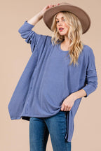 Ces Femme Top Oversized Asymmetrical Long Sleeve Blouse 461e0b01-12da-4ed9-b60a-5b34a57d0449-Max Trendsi