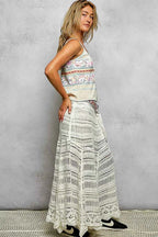 POL Boho Crochet Knit Maxi Skirt