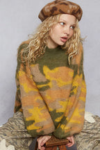POL Womens Knit Sweater Olive Multi Abstract Colorblock Pattern Mock Neck 4649662b-a6a4-4827-b419-af86ad90ea33-Max-Origin Trendsi