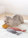 Interactive Plush Fish-Shaped Pet Toy, Soft Polyester Material, 8.3" x 3.5" x 2"