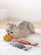 Interactive Plush Fish-Shaped Pet Toy, Soft Polyester Material, 8.3" x 3.5" x 2"