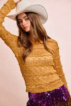 BiBi Womens Flower Lace Top Ruffles Detail Mustard Mardi Gras Color 466299ca419449548c814dfe691cf43e-Max-Origin Trendsi