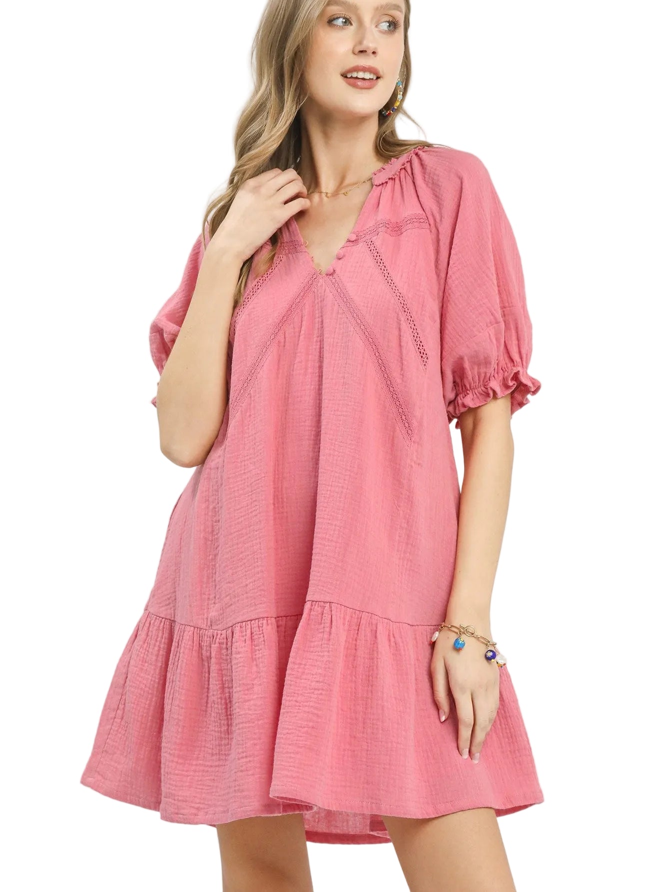 Umgee Cotton Gauze Mini Dress