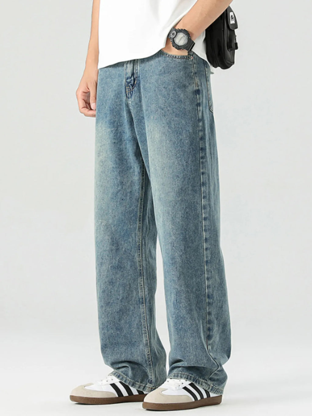 Men's Wide Leg Jeans High Waist Blue Washed Denim Casual Pants 469180cc438842d587eca8d07f34d731-Max-Origin Trendsi