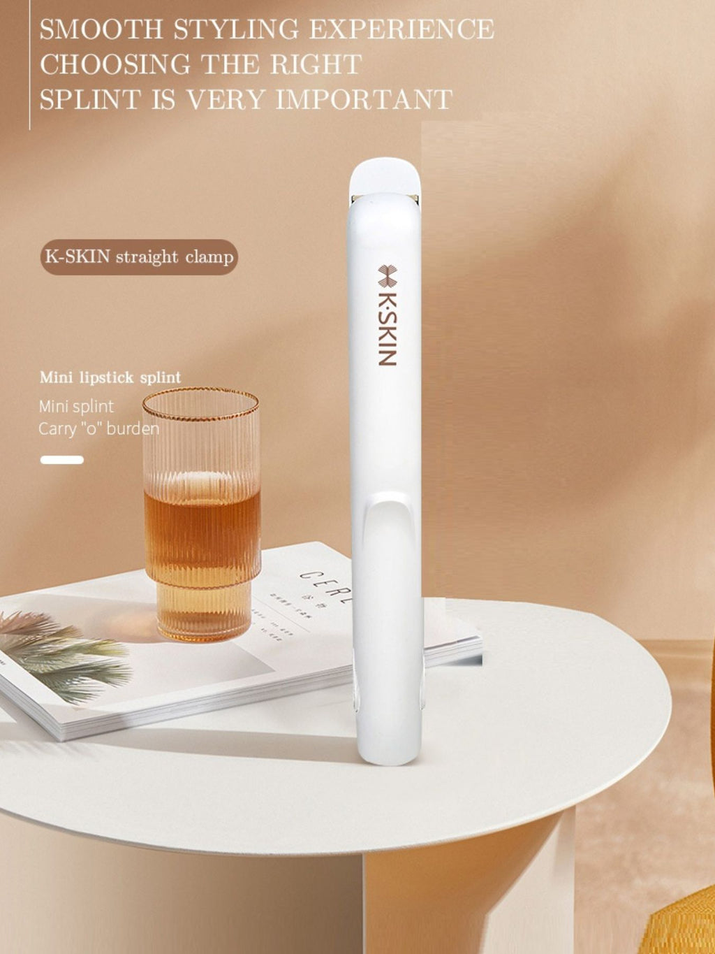 Portable Mini Hair Straightener with Anti-Scald Design, ABS Material, Single Piece, USB Powered