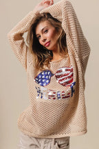 BiBi Knit Top Sequin American Flag Sunglasses Long Sleeve 46b76c2371ab41119282ef7d8dc2a801-Max-Origin Trendsi