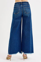 RISEN Womens Jeans Ankle Wide High Rise Raw Hem Dark Wash Plus Sizes 46c02a0476d948eda4173ed79644daca-Max-Origin Trendsi