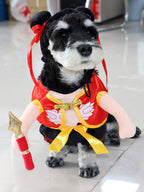 Nezha Pet Jumpsuit with Decorative Weapon Accessory – 1-Piece Polyester Outfit