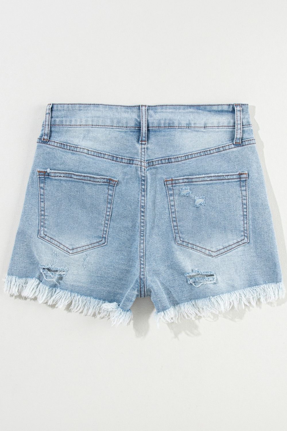 Denim Shorts Distressed Raw Hem High Waist 46e44e21-2e58-4f21-bac8-5da443ec1f94-Max Trendsi