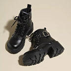 Women's Boots Pu Leather Block High Heels Round Toe Shoes 46f37517bdf14eb3932d4e3d98d716fa-Max-Origin Trendsi