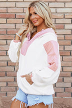 Hoodie Color Block Half Zip Long Sleeve Hooded Sweatshirt 47044498-3ac4-4680-b51e-d5c4f1b8b748-Max Trendsi
