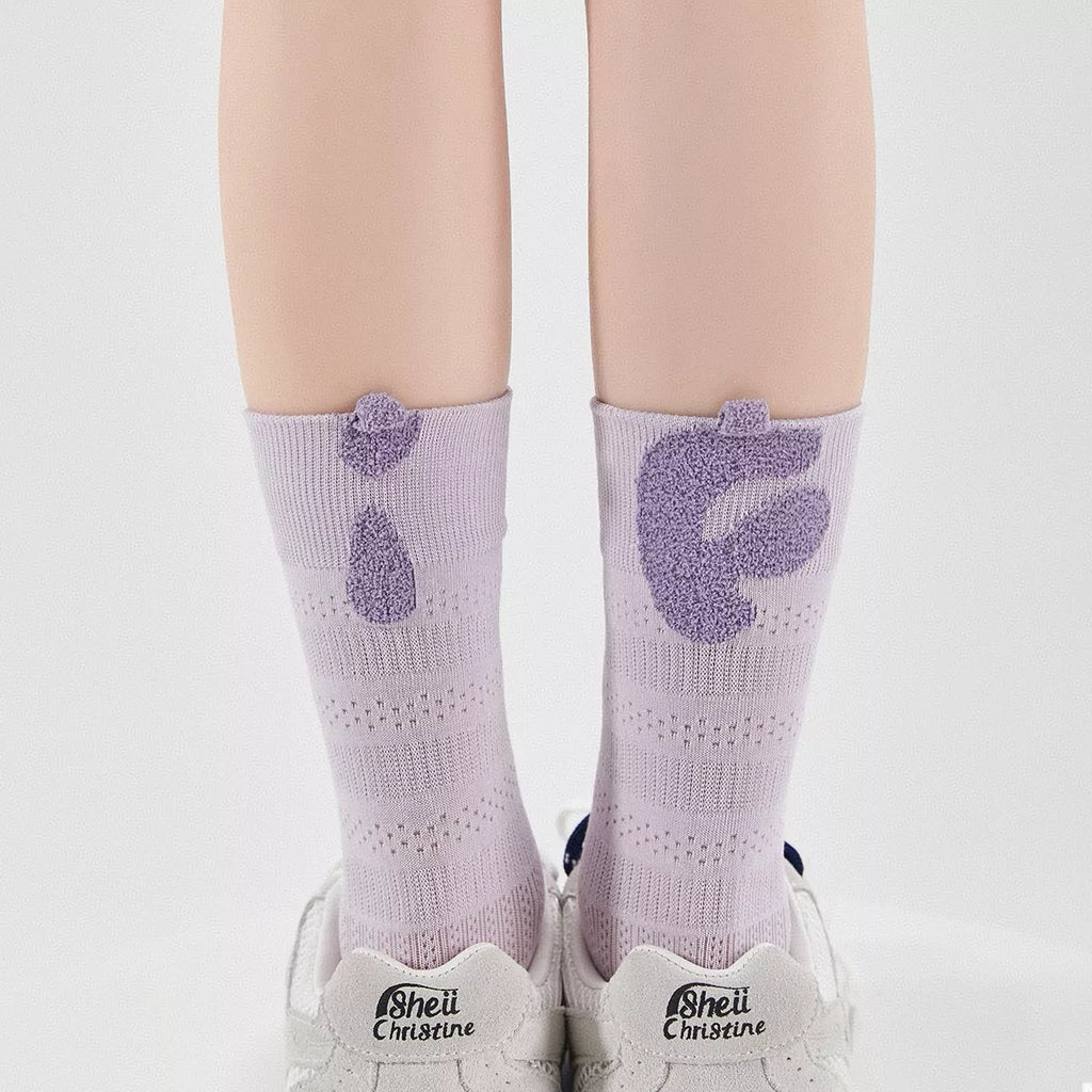 Women Cotton Crew Socks Breathable With Letters Pink Purple One Size 47115136-e691-4651-b50c-50e62e6082e9-Max-Origin Trendsi
