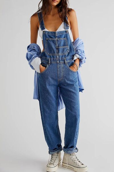 Denim Overalls Women's Square Neck Wide Strap Full Size Medium Wash Jumpsuit Medium 4728fcd2-76c8-45cc-be88-3204bcfbd7c8-Min Trendsi
