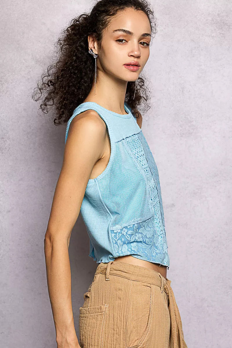 POL Cropped Tank Powder Blue Ribbed Round Neck with Lace Detail Top 47592603-824f-4615-bb4b-08278dfb22e4-Max-Origin Trendsi