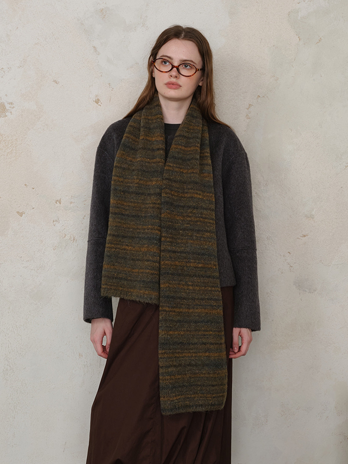 Women Fur Scarf Striped Detail Knit Long Soft Warm Accessories Olive One Size 476d864c-e2ad-4ce8-b0a8-6fbe60bd142d-Max Trendsi