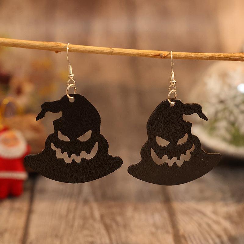 Halloween PU Leather Earrings Hat Shape Jewelry Black One Size 477d8391-0be0-488e-baa3-c7b6565efc8d-Max Trendsi