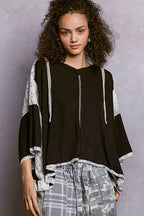 POL Womens Hoodie Top Black Short Sleeve with Lace Detail BLACK 479bf9bd-fc9a-4652-8491-c66335bd9439-Max-Origin Trendsi