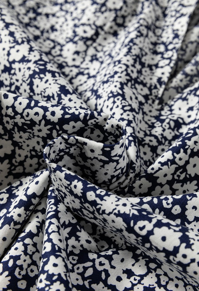 Women's Dusty Blue Floral Print Cotton Blouse Long Sleeve 479c785d-6b09-4902-b2b3-567509789518-Max Trendsi