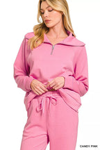 Zenana Womens Joggers Set Candy Pink Scuba Half Zip Sweatshirts and Pants 47e2f32a46924617a2f4d834d48ab0e0-Max-Origin Trendsi