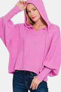 US Zenana Hoodie Brushed Hacci Drop Shoulder Cropped Sweater Bright Mauve 47e3e0e1-9a67-49d4-8d4b-c55744618433-Max Trendsi