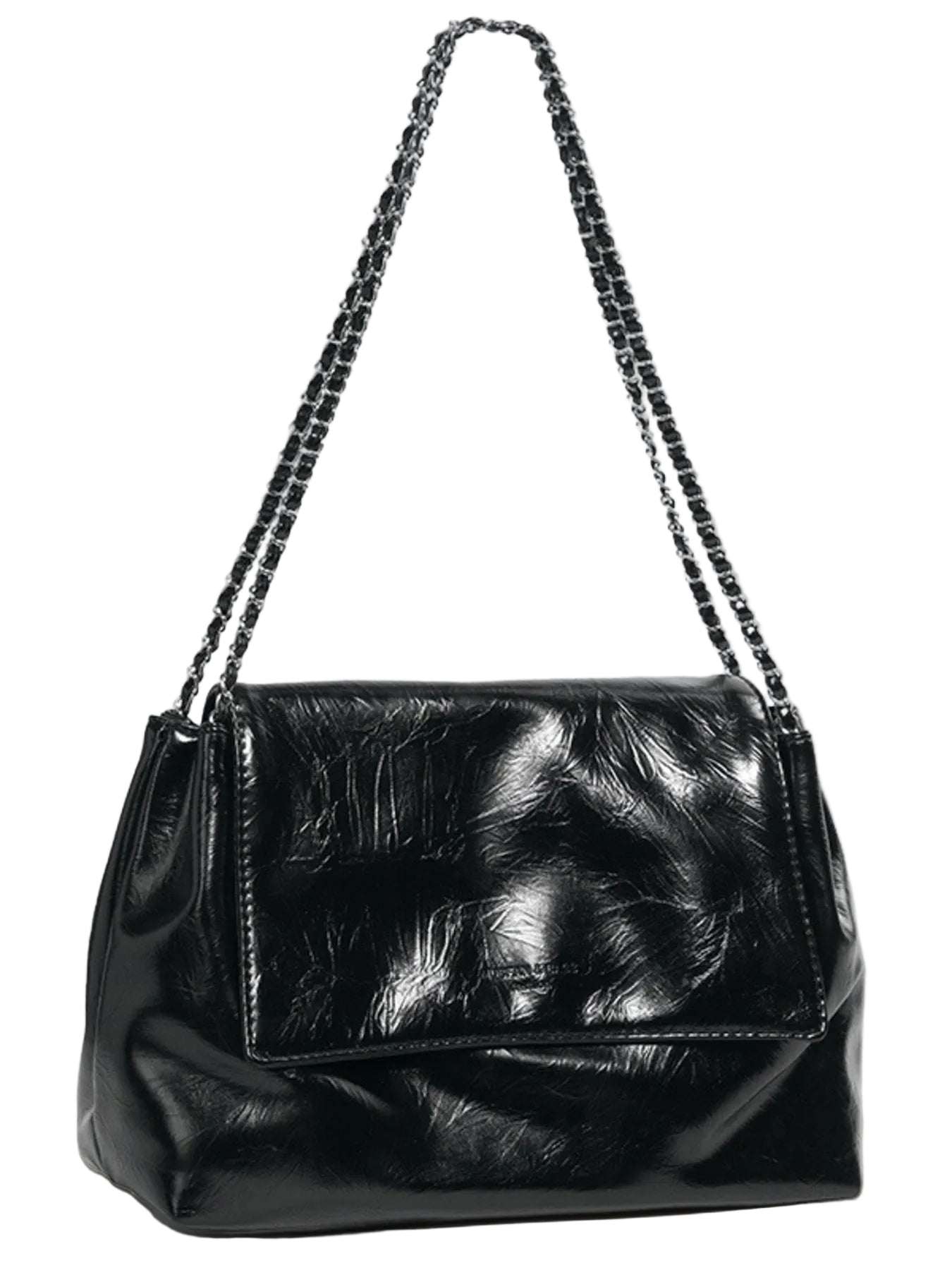 Chain Strap Medium Shoulder Bag in PU Leather