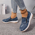 Zip Detail Round Toe Slip-On Shoes