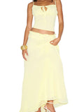 Smocked Tie Front Cami and Skirt Two-Piece Set