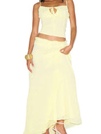 Smocked Tie Front Cami and Skirt Two-Piece Set