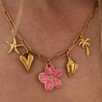 18K Gold-Plated Necklace Start Heart Pendant with Resin Flower Summer Jewelry 4842afda-0e78-4b46-9b76-65e5639593cf-Max-Origin Trendsi